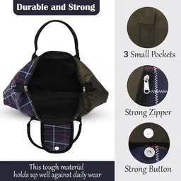 Kuber Industries Unisex Checked Structured Handheld Bags image 3