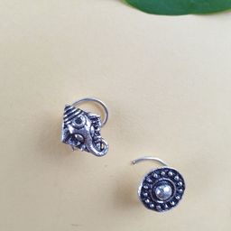 FIROZA Set Of 2 Silver-Toned Oxidized Nosepin-image-34