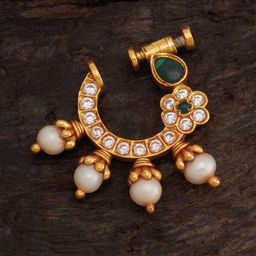 Kushal's Fashion Jewellery  92.5 Pure Silver Gold Plated CZ Studded Nosepin-54