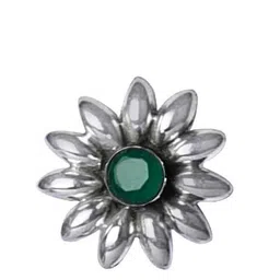 Abhooshan 92.5 Sterling Silver Oxidized Onyx Stud Nosepin-image-19