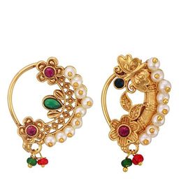 Vighnaharta Set Of 2 Gold-Plated Pearls Stud Nosepin-picture-16