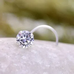 Abhooshan 92.5 Sterling Silver Cubic Zirconia-Studded Stud Nosepin-16