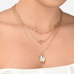 AMI Gold-Toned & Gold-Plated 3 Layered Contemporary Charm Chain-15