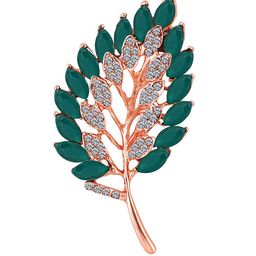 Mahi Men Stone Studded Leaf Shape Brooch-image-69