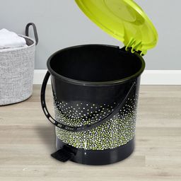 Kuber Industries Set of 2 Black & Green Printed Plastic Dustbin-20