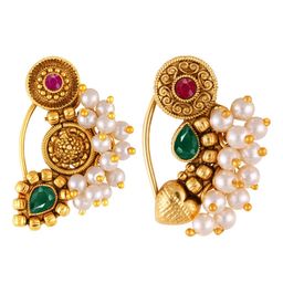 Vighnaharta Set Of 2 Gold-Plated Pearl Beaded Nosepin-image-88