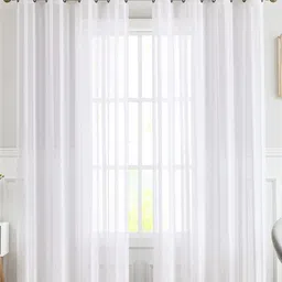 URBAN SPACE White Set of 2 Stiped Sheer Window Curtain-21