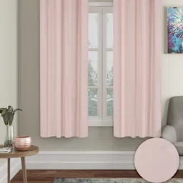 Aura Pink 2 Pieces Polyester Solid Blackout Window Curtain-18