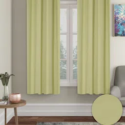 Aura Green 2 Pieces Polyester Solid Blackout Window Curtains-image-33