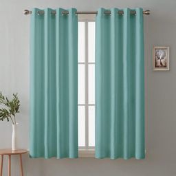 Cloth Fusion Sea Green 2 Pieces Room Darkening Blackout Window Curtains-image-70