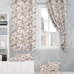 EasyGoods Red 2 Pieces Floral Cotton Black Out Window Curtain-22