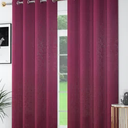 AaHo Decor Purple Set of 2 Ethnic Motifs Black Out Window Curtain-image-117