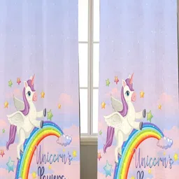 THEYAYACAFE Purple 2 Pieces Unicorn Rainbow Room Darkening Window Curtains-10