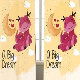 THEYAYACAFE Yellow & Pink A Big Dream Printed Velvet Black Out Window Curtain-7