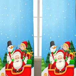 THEYAYACAFE Blue & White Christmas Snowman Black Out Window Curtain-image-15
