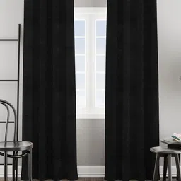 HOMEMONDE Black 2-Pieces Velvet Room Darkening Window Curtains-14