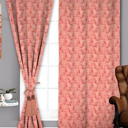 Parda Sansar Red & Peach Colored 2 Pieces Abstract Printed Room Darkening Window Curtains-11