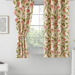 SWAYAM Omega Beige & Green 2 Pieces Floral Printed Room Darkening Window Curtains-52