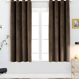 Aura Brown 2 Pieces Room Darkening Window Curtain-image-12