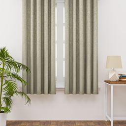 HAPPY HUES Set Of 2 Grey Self Design Window Curtains-18