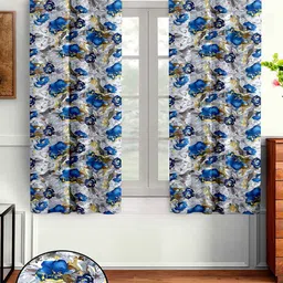 Aura Blue & Grey 2 Pcs Abstract Printed Window Curtain-4