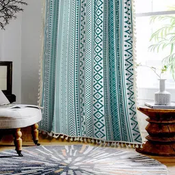 Cortina Single Geometric Printed Cotton Window Curtain-image-10