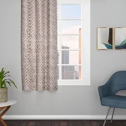 THE CONVERSION Coffee Brown Geometric Printed Jacquard Window Curtain-11