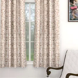 THE CONVERSION Brown Floral Printed Heavy Netting Window Curtain-picture-43