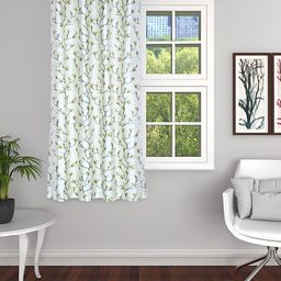 THE CONVERSION White & Green Floral Window Curtain-41