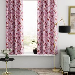 BIANCA Pink & Red Set of 2 Floral Window Curtains-27