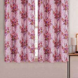 Aura Pink & Purple 2 Pcs Floral Printed Window Curtains-29