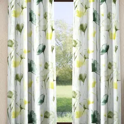 Home Sizzler Green & White 2 Pieces Floral Window Curtains-picture-22