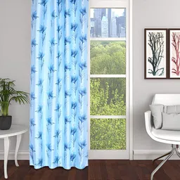 THE CONVERSION Turquoise Blue Floral Window Curtain-image-15