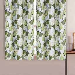 Aura White & Green 2 Pcs Floral Printed Window Curtains-image-27