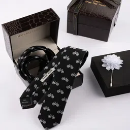 The Tie Hub Men Necktie with Flower Lapel Pin-image-79