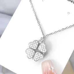 KARISHMA KREATIONS Stainless Steel Silver Plated Cubic Zirconia Studded Chain-image-17
