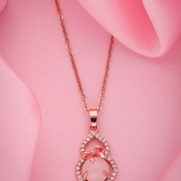Brado Jewellery Rose Gold Plated CZ Studded Pendant Chain-image-98