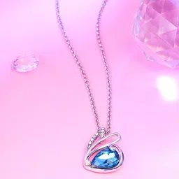 Yellow Chimes Silver-Plated Crystal Studded Swan Shaped Pendant With Chain-75