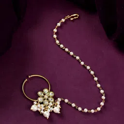 Voylla Gold-Plated Kundan Chained Nosepin-49