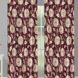 Aura Maroon & White 2 Pieces Floral Room Darkening Door Curtains-image-43