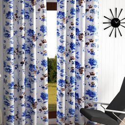 Home Sizzler Off White & Blue Set of 2 Floral Door Curtain-17
