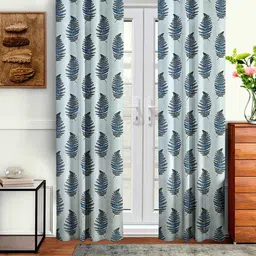 Aura Blue 2 Pcs Floral Printed Door Curtain-image-18