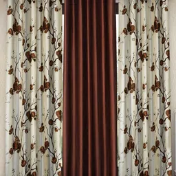 Fashion String Brown & White Set of 3 Floral Door Curtain-10