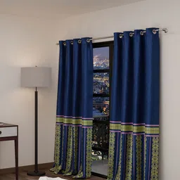Stoa Paris Versailles Sateen Printed Blue Monarch Door Curtain-image-79