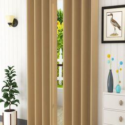 Homefab India Beige Pack of 2 Black Out Long Door Curtains-3