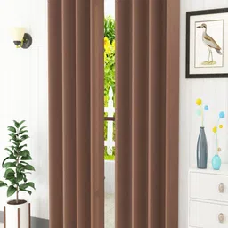 Homefab India Brown Set of 2 Black Out Long Door Curtain-image-44
