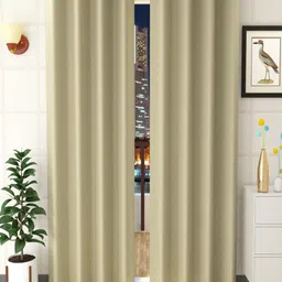 Homefab India Green Set of 2 Black Out Long Door Curtain-22