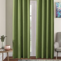 AEROHAVEN Blackout Solid Winter 2022 Green Set of 2 Black Out Long Door Curtain-13