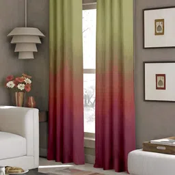 CASABLEU Red & Green 2 pieces Colourblocked Black Out Long Door Curtains-26