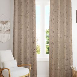 Kraftiq Homes Beige 2 Pieces Geometric Black Out Eyelet Long Door Curtains-15
